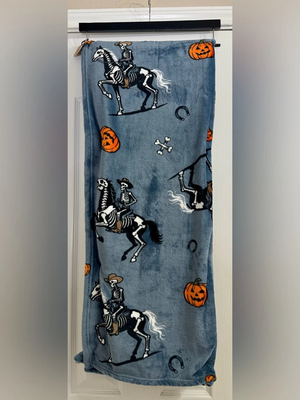 Wrangler NWT Halloween Cowboy Skeleton Plush Throw NWT